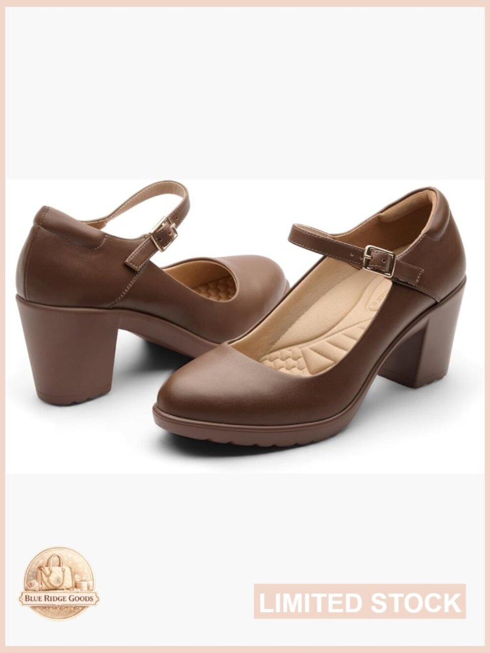 Arch Support Mary Jane Heels Chunky Block Pumps Comfortable Dress Shoes